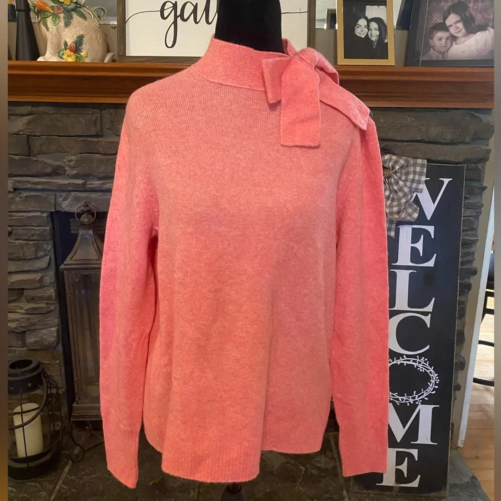 J. Crew Pink Romantic Bow-Neck Sweater